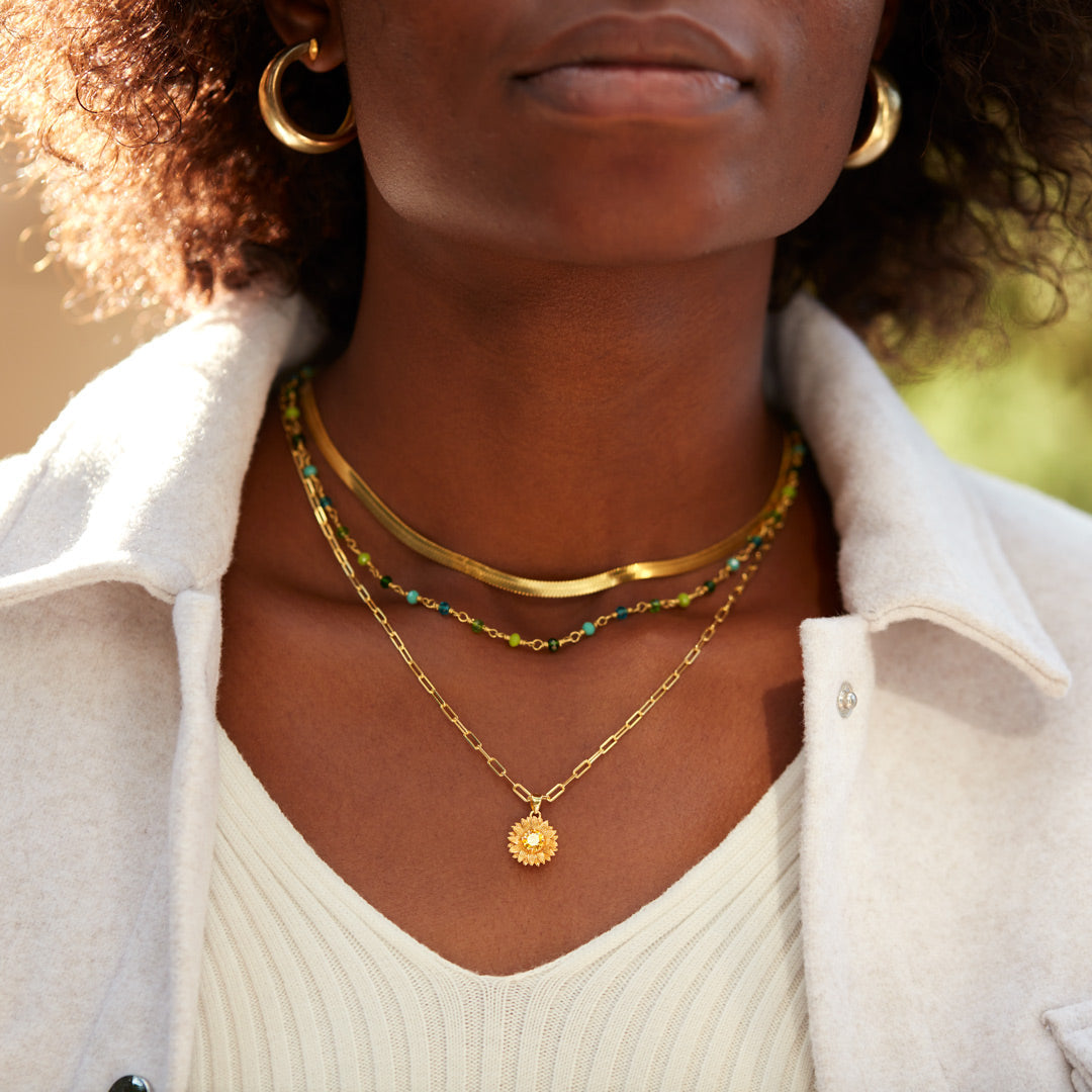 Sunflower Triple Layered Necklace Set