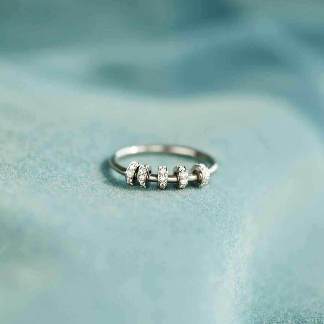 Sterling Silver Spinner Fidget Ring, Anxiety Ring For Women