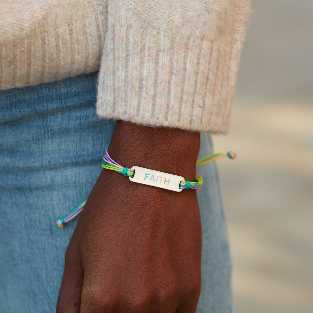 Enamel Mantra Bar Bracelet