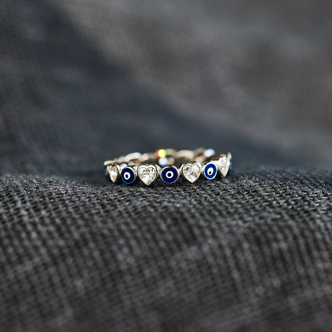 Protection Heart&Evil Eye Ring Band