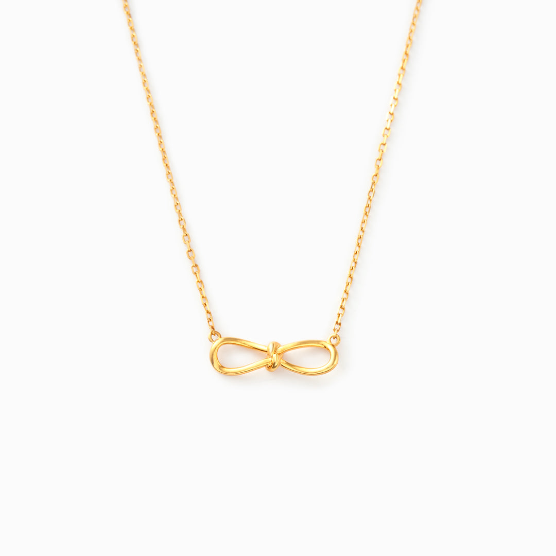 Bow Knot Gold Plated Necklace In Brass/Sterling Silver