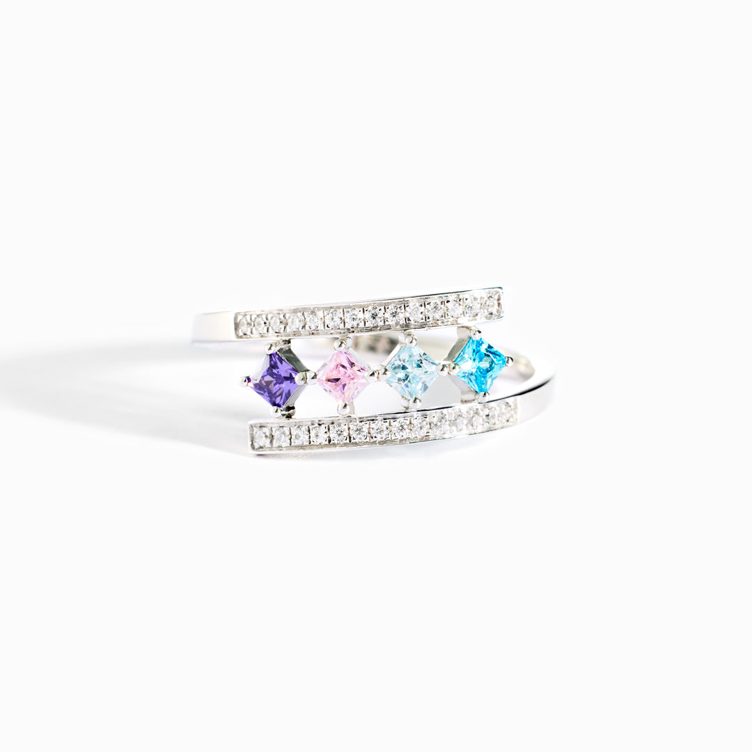 1-8 Princess-Cut Birthstones Wrap Ring