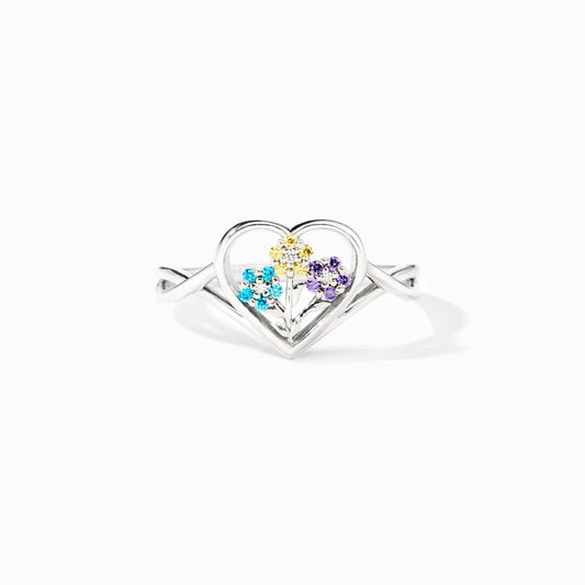 1-6 Birthstones Flower Heart Ring