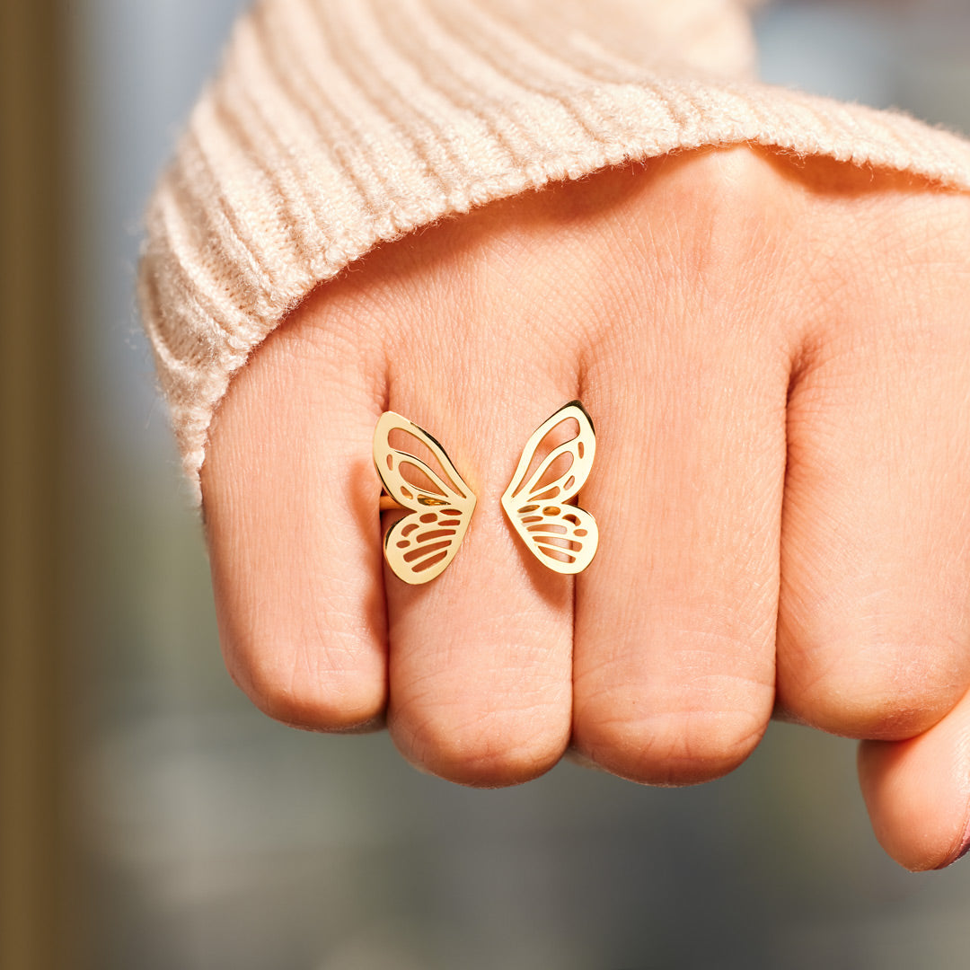With Brave Wings She Flies Sculpted Butterfly Ring