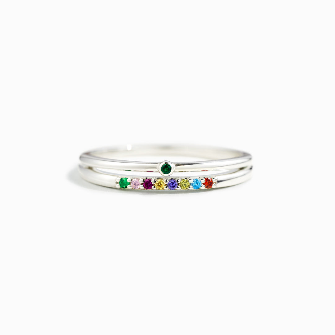 2-9 Birthstones Double Row Ring