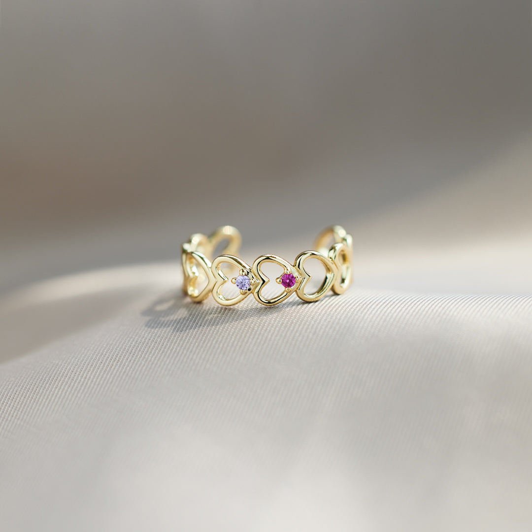 2-6 Birthstone Heart To Heart Ring Band