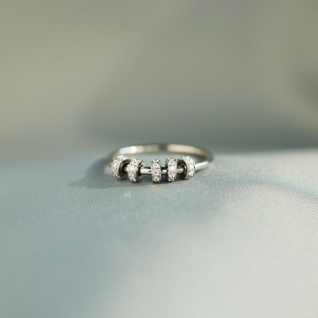 Sterling Silver Spinner Fidget Ring, Anxiety Ring For Women