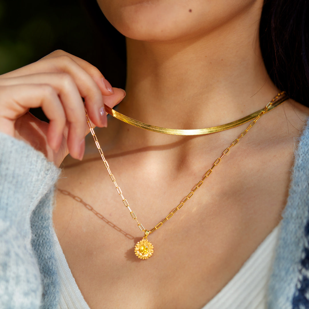 Sunflower Triple Layered Necklace Set