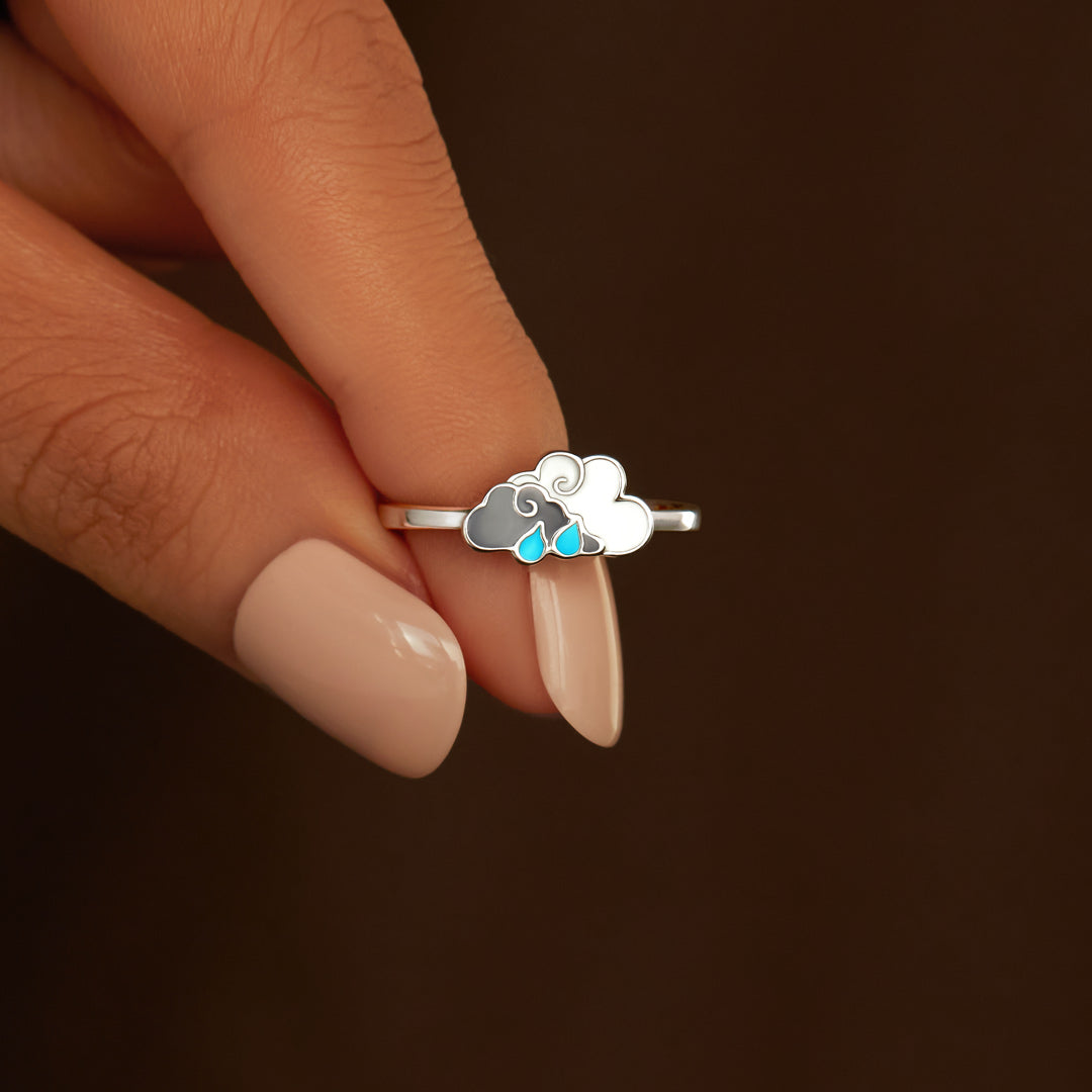 Every Cloud Has a Silver Lining Double Cloud Ring
