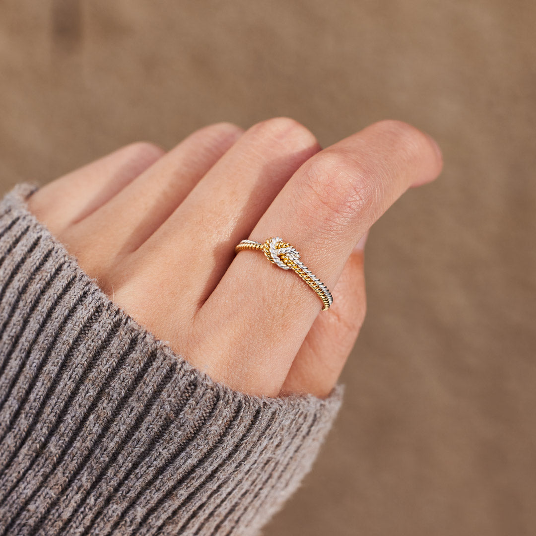 Mama & Daughter Joined Handcrafted Two Strand Knot Ring