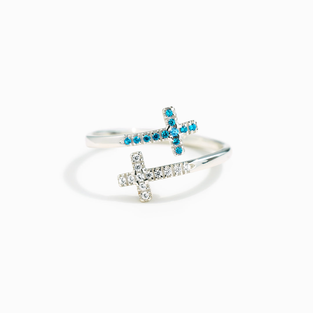 Sister In Christ Pavé Double Cross Ring