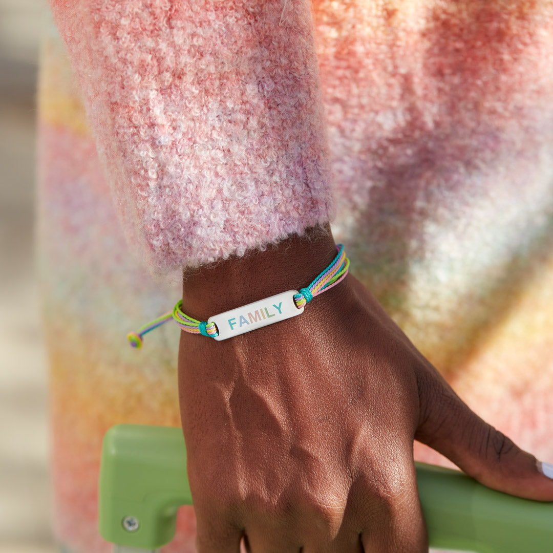 Enamel Mantra Bar Bracelet