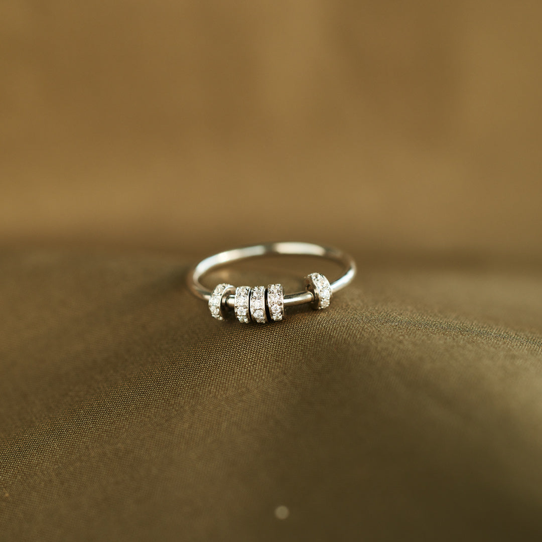 Sterling Silver Spinner Fidget Ring, Anxiety Ring For Women