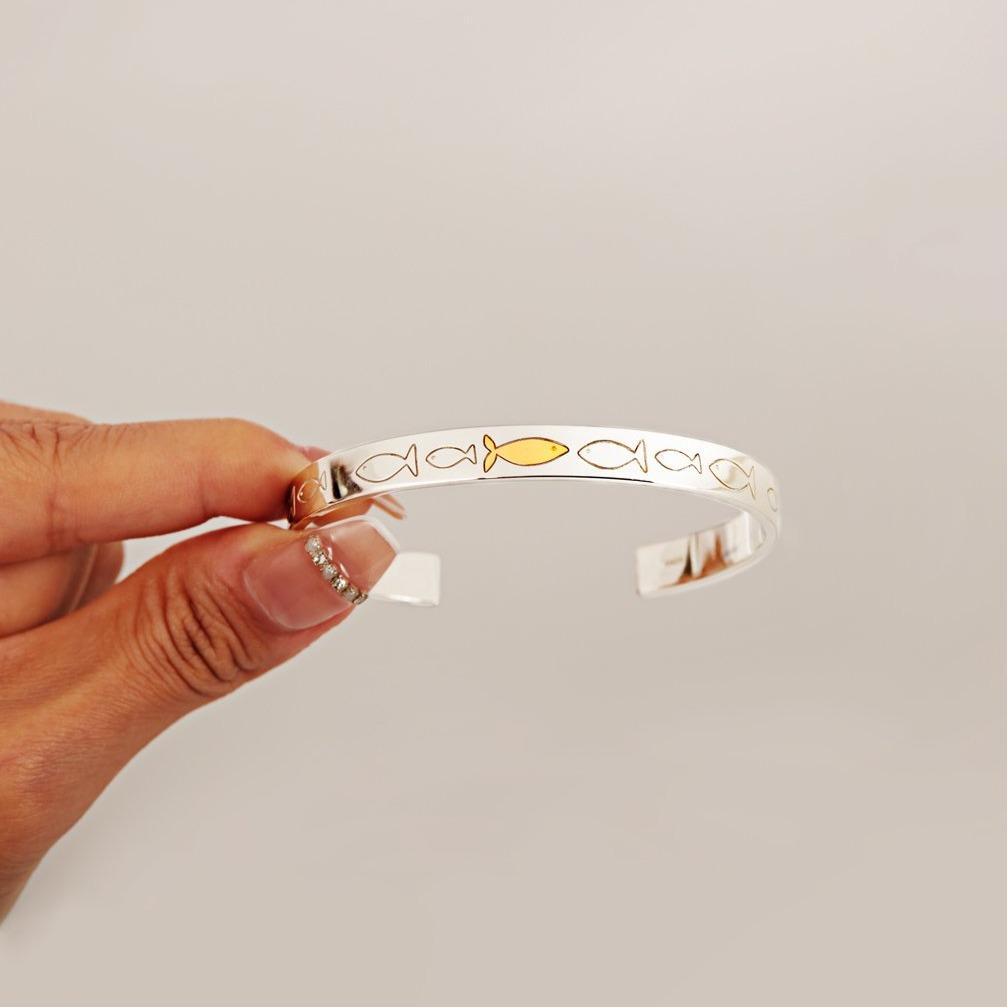 Swimming Against The Current Fish Bangle
