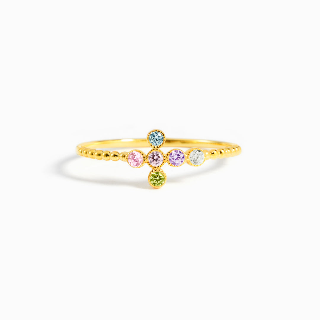 1-6 Birthstones Sideways Cross Ring