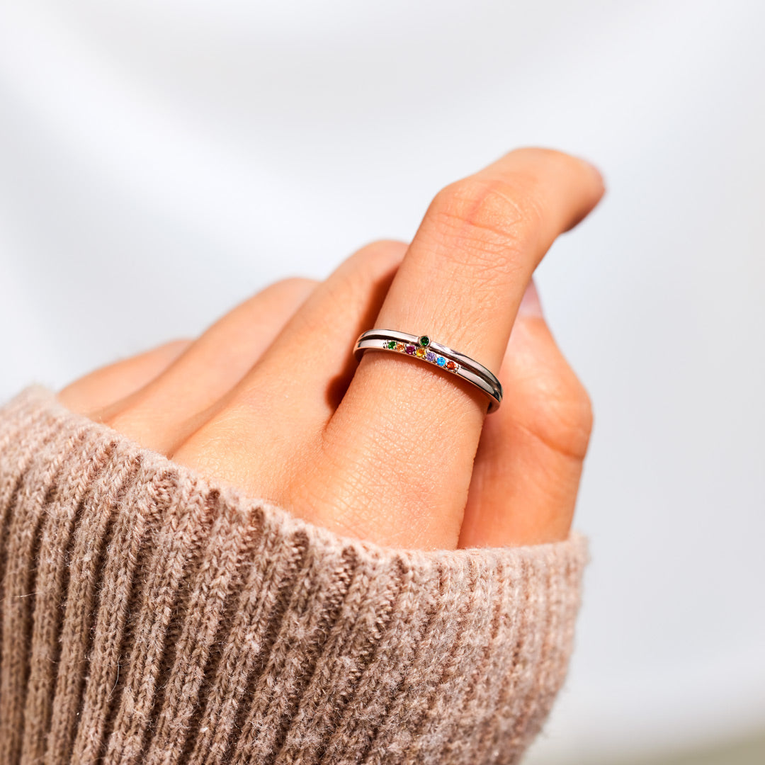 2-9 Birthstones Double Row Ring