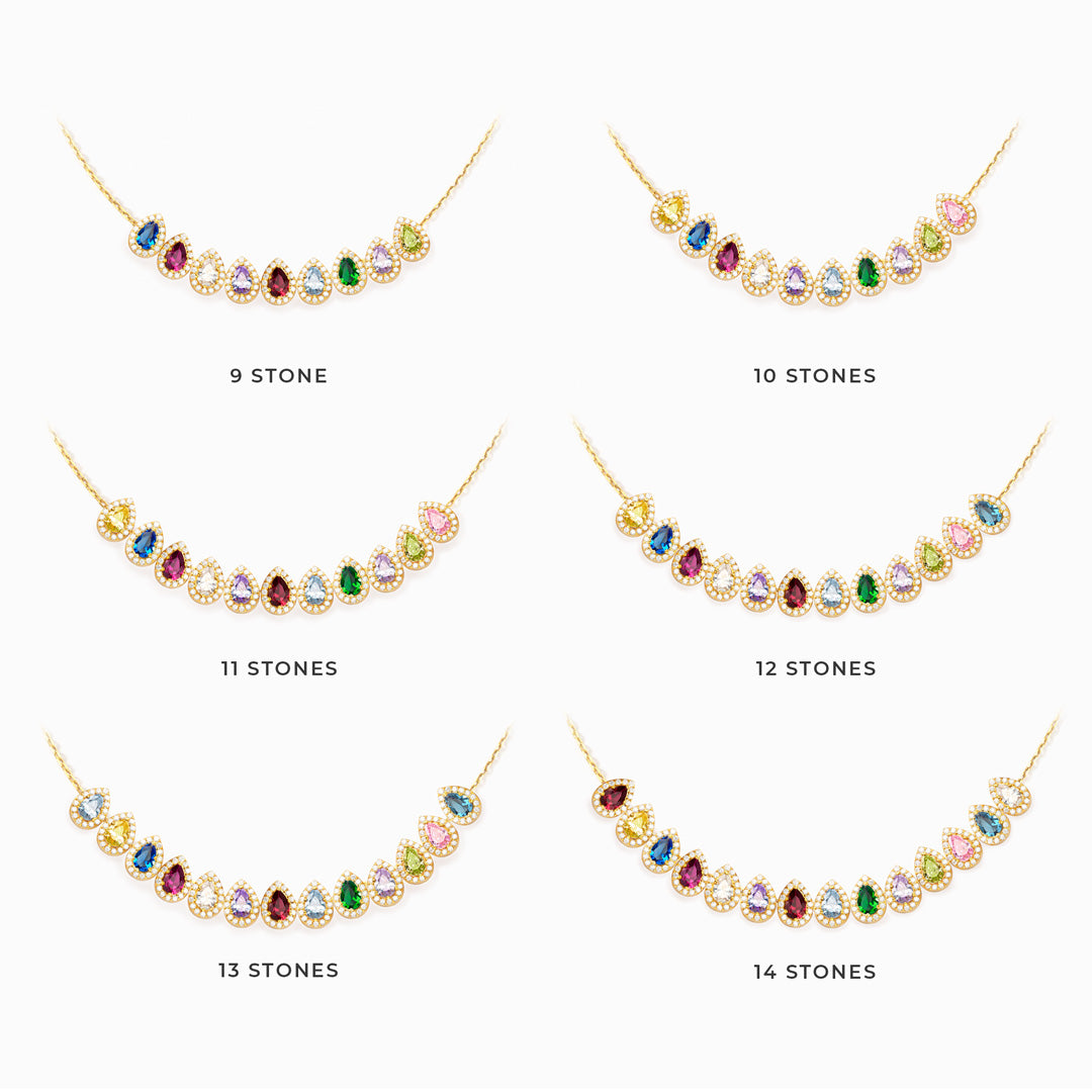 Custom 1-14 Teardrop Birthstone Necklace, Gift for Mom/Grandma/Wife