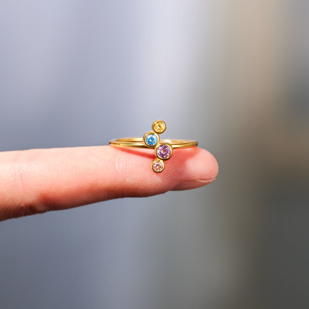 Custom 2-5 Birthstones Irregular Ring