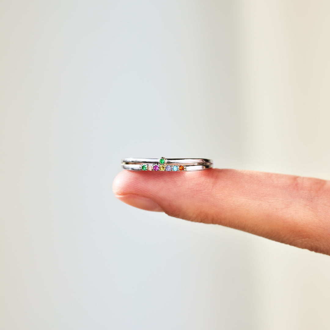 2-9 Birthstones Double Row Ring