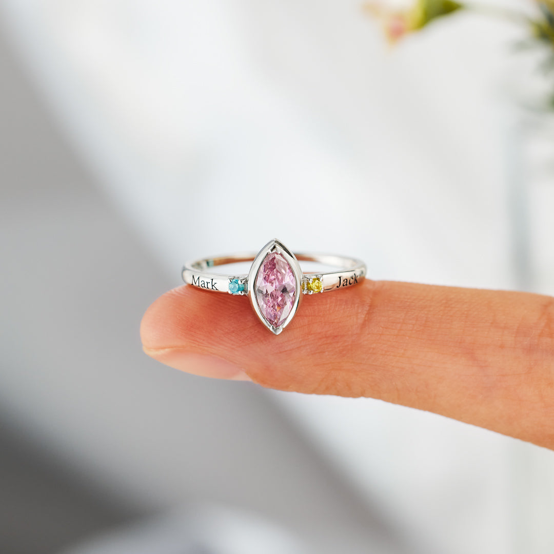 1-8 Names & Birthstones Marquise Ring