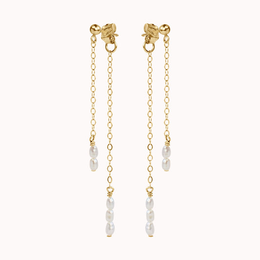 Cordelia Double Pearl Drop Earrings