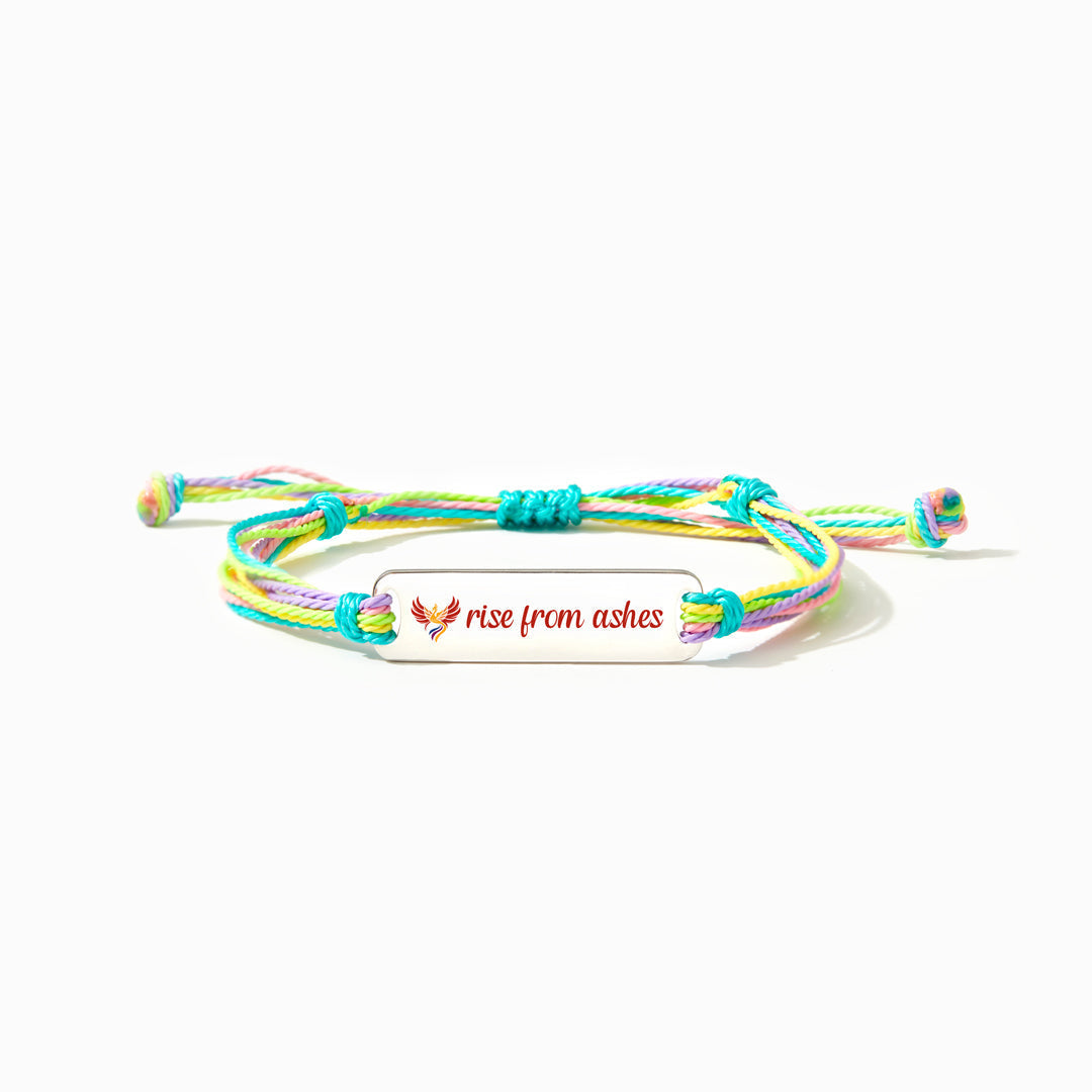 Rise From Ashes Enamel Mantra Bar Bracelet