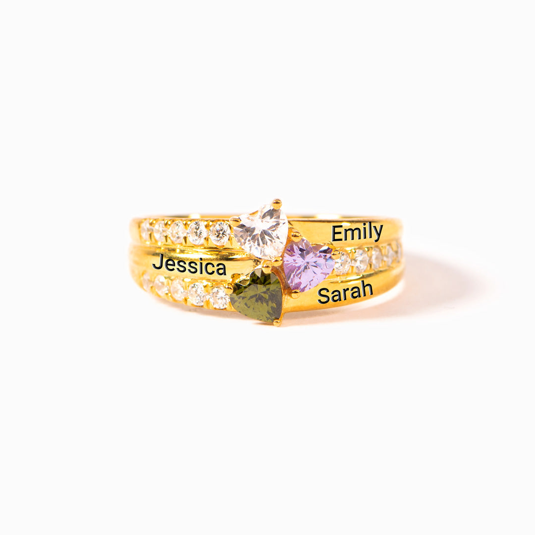 Mama's Valentines 1-5 Birthstone Engravable Heart Ring