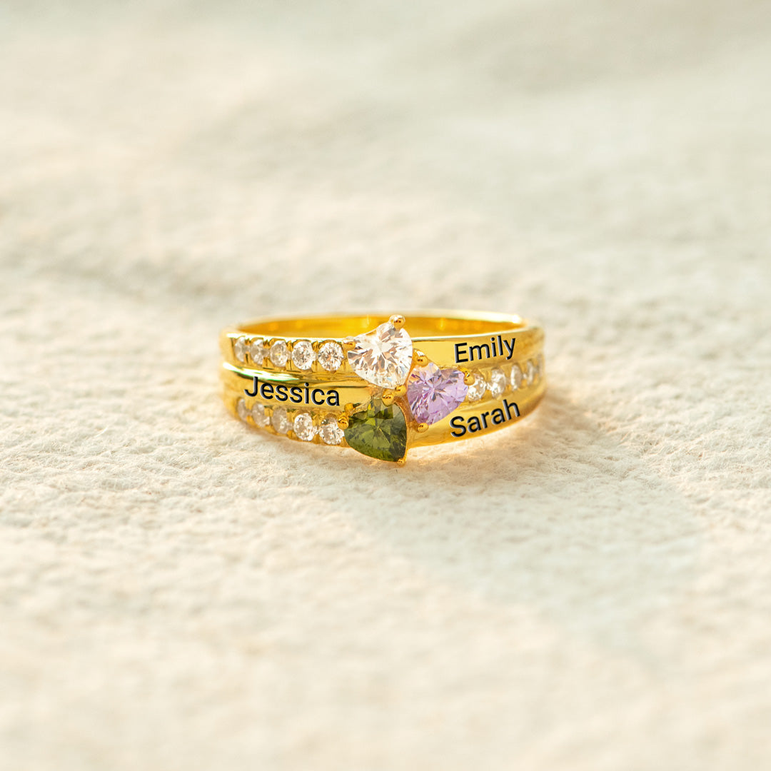 Mama's Valentines 1-5 Birthstone Engravable Heart Ring