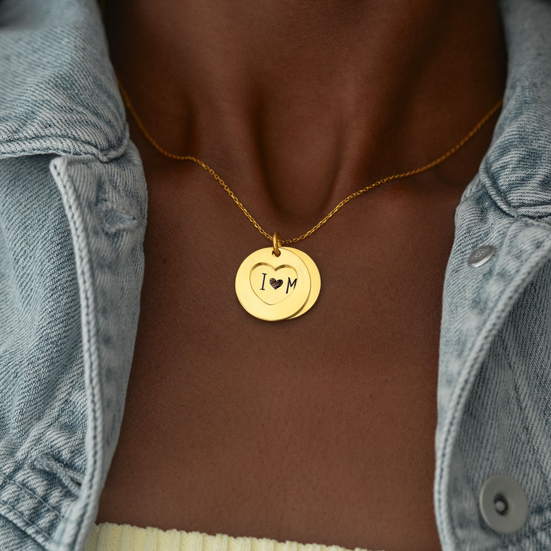 I Love Me Duo-Disc Heart Necklace