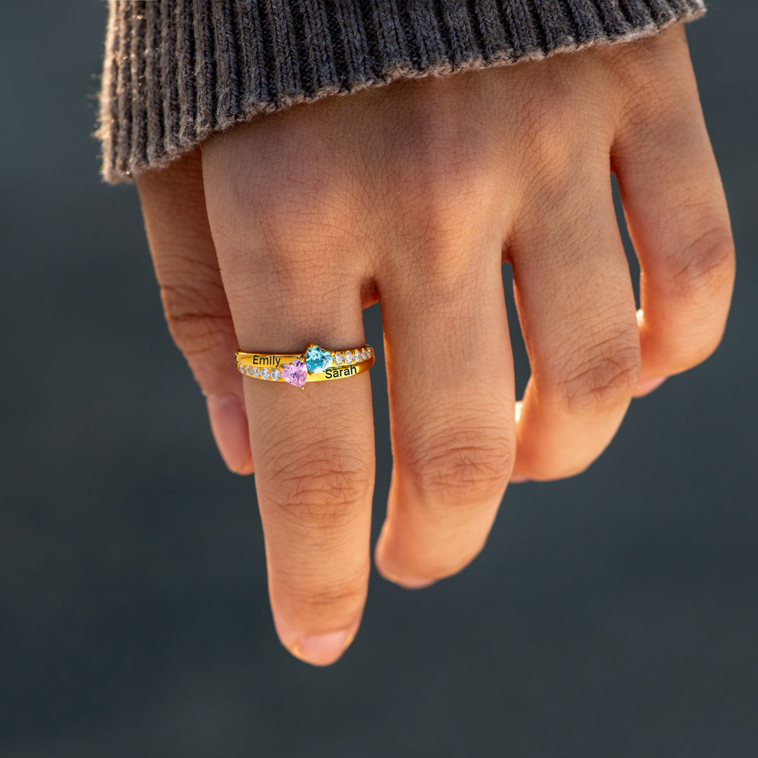 Mama's Valentines 1-5 Birthstone Engravable Heart Ring