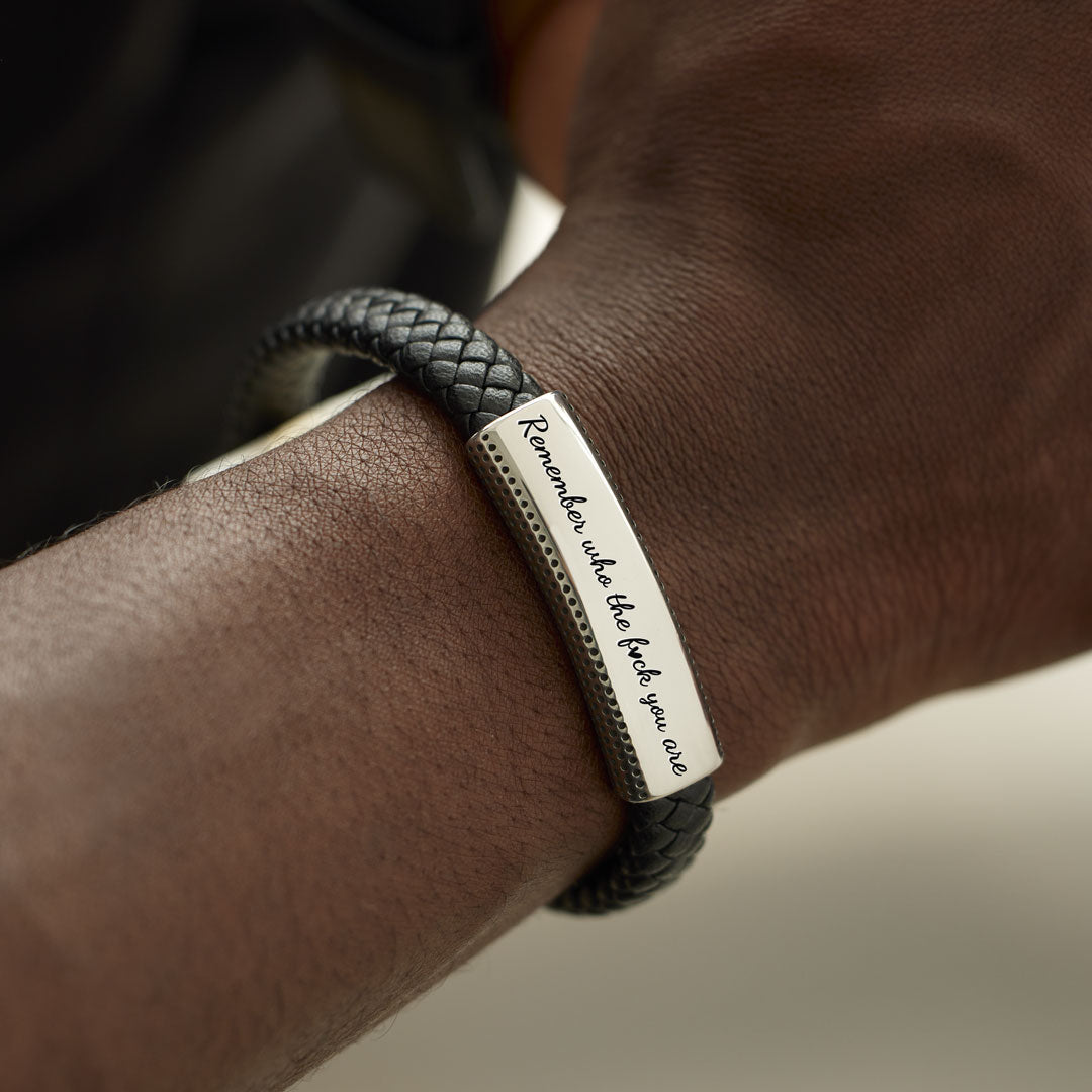 Remember Who the Fuck You Are Motivational Leather Bracelet