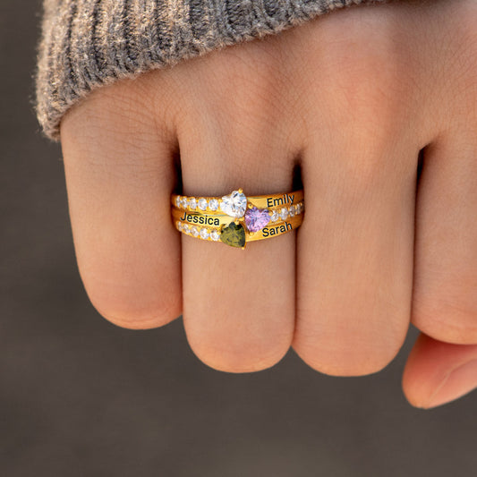 Mama's Valentines 1-5 Birthstone Engravable Heart Ring