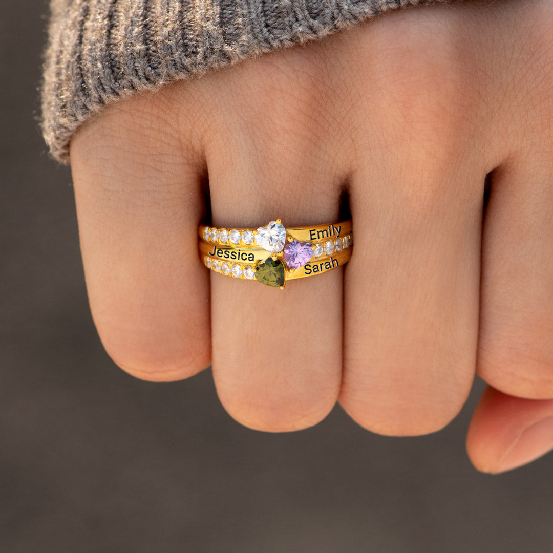 Nana's Valentines 1-5 Birthstone Engravable Heart Ring