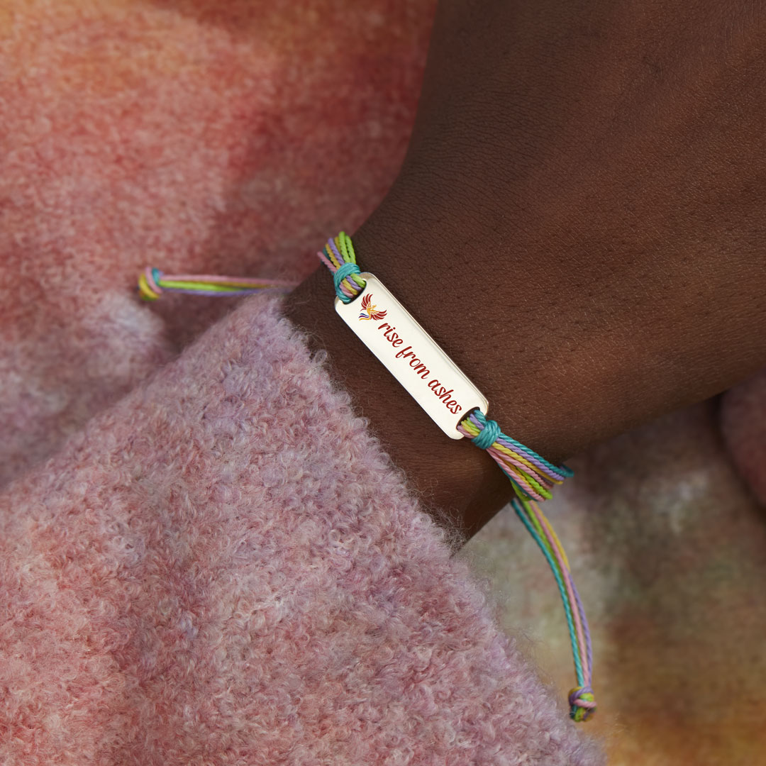 Rise From Ashes Enamel Mantra Bar Bracelet