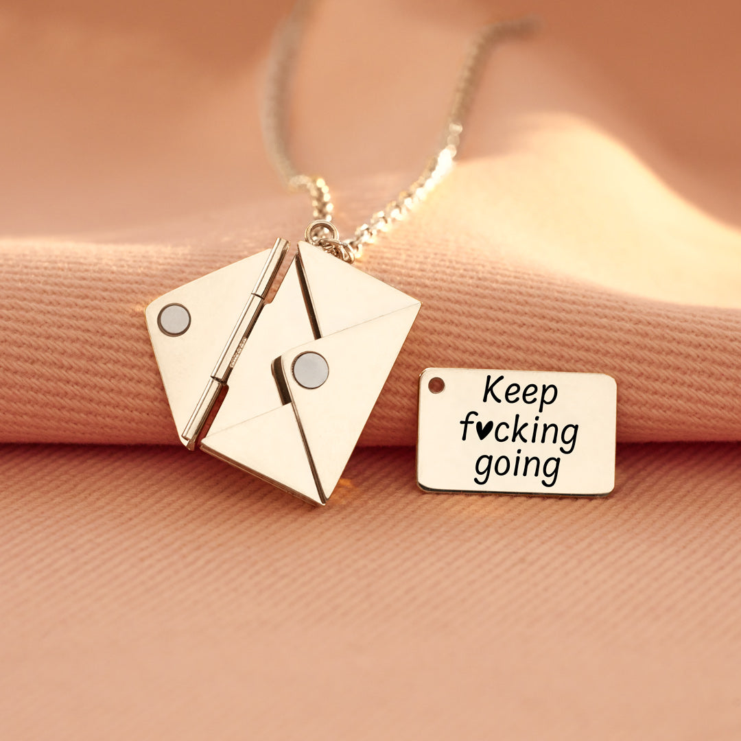 Keep Fcking Going Hidden Message Letter Necklace