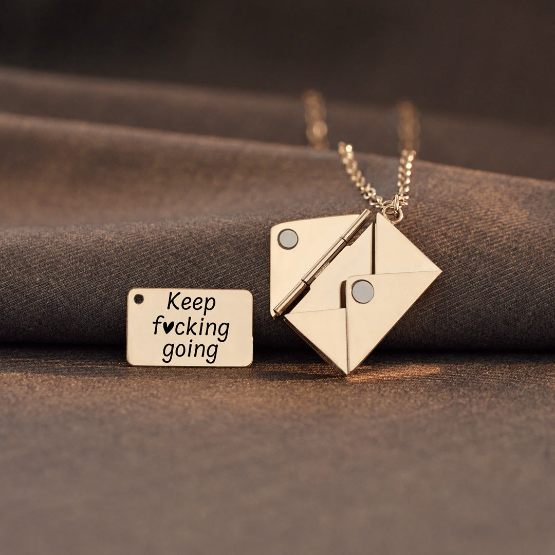 Keep Fcking Going Hidden Message Letter Necklace