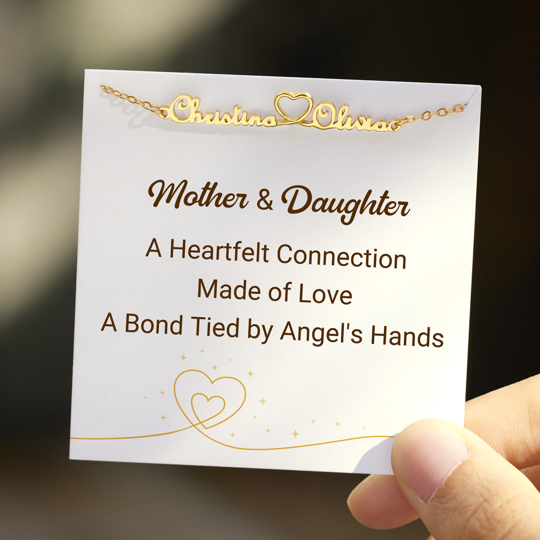 Heartfelt Connection Made of Love Two Names Heart Bracelet