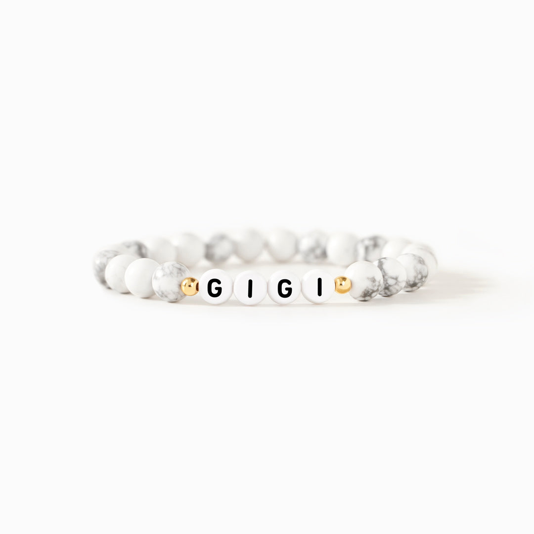 GIGI White and Black Beaded Marble Bracelet