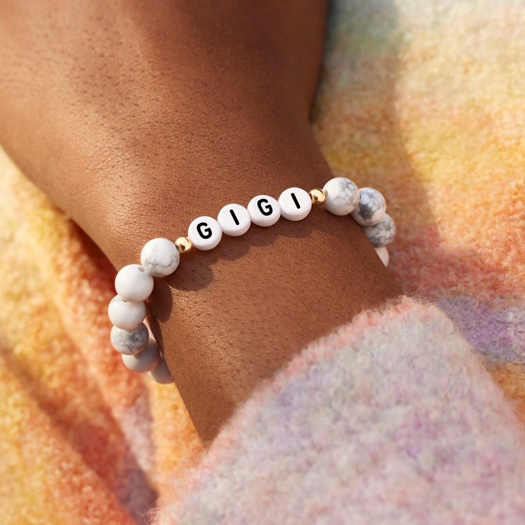 GIGI White and Black Beaded Marble Bracelet