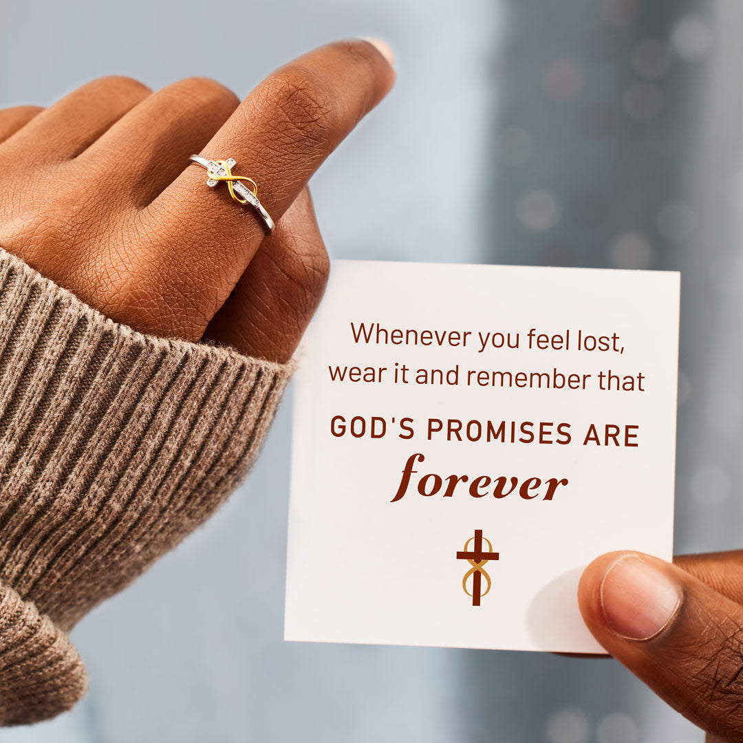 Gods' Promises Are Forever Infinity Cross Ring-Christian Religious Gift