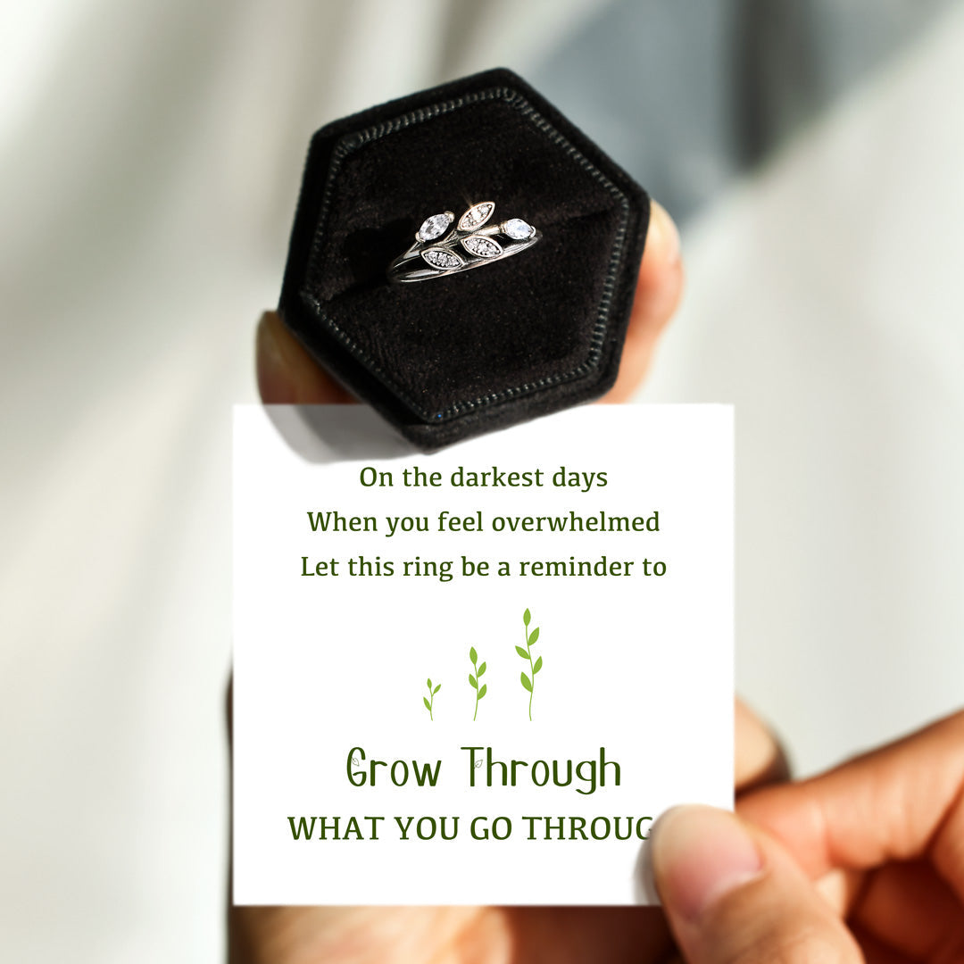 Grow Through What You Go Through Antique Leaf Ring