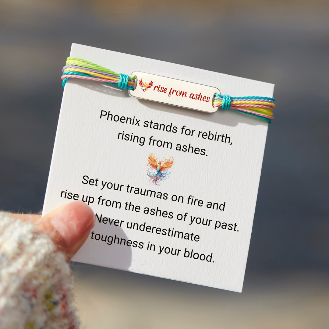 Rise From Ashes Enamel Mantra Bar Bracelet