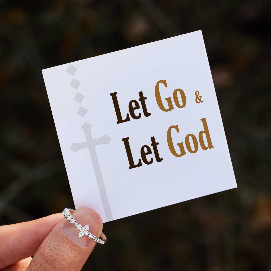 Let Go & Let God Pavé Sideways Cross Ring