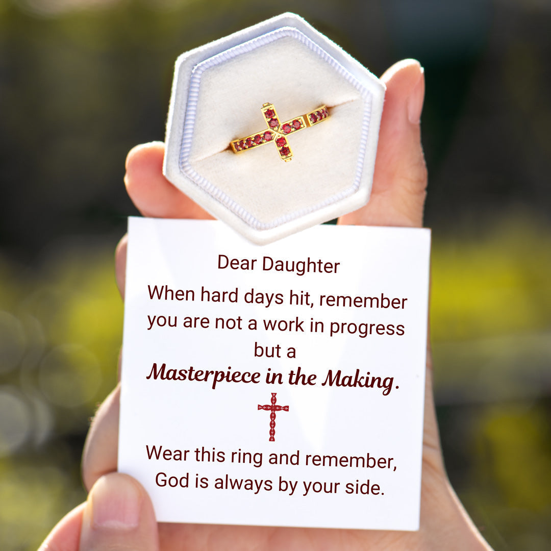 God Is Always By Your Side Red Cross Ring