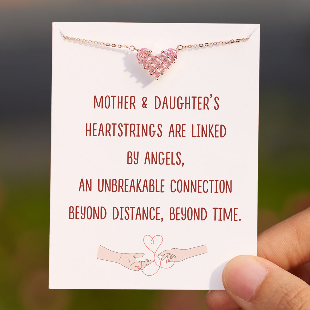 Our Heartstrings Are Linked By Angels Square Hearts Necklace