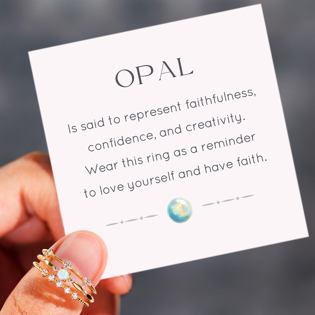 Love Yourself Round Opal Ring Set