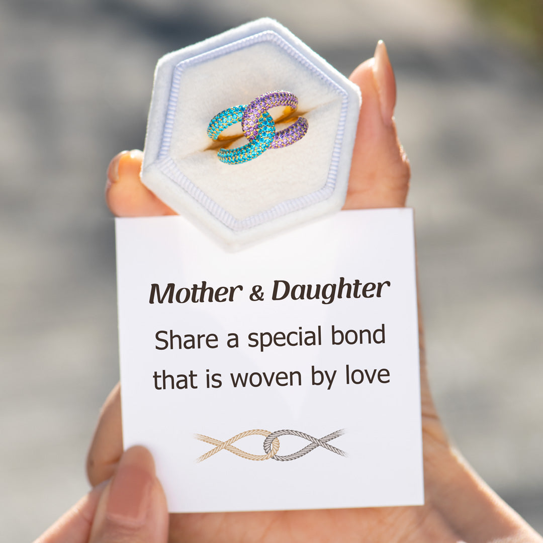 Mother&Daughter Bond Woven By Love Birthstones Chunky Link Ring