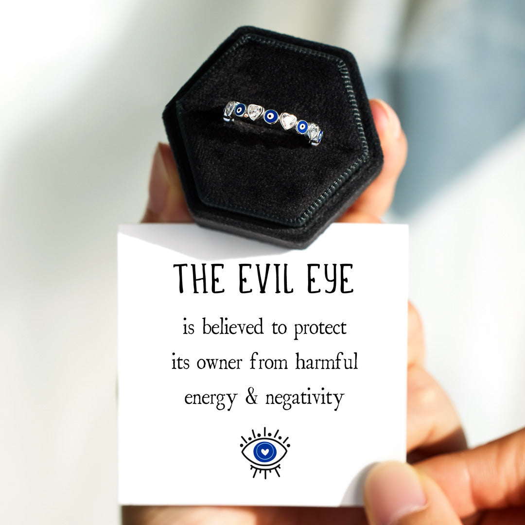 Protection Heart&Evil Eye Ring Band