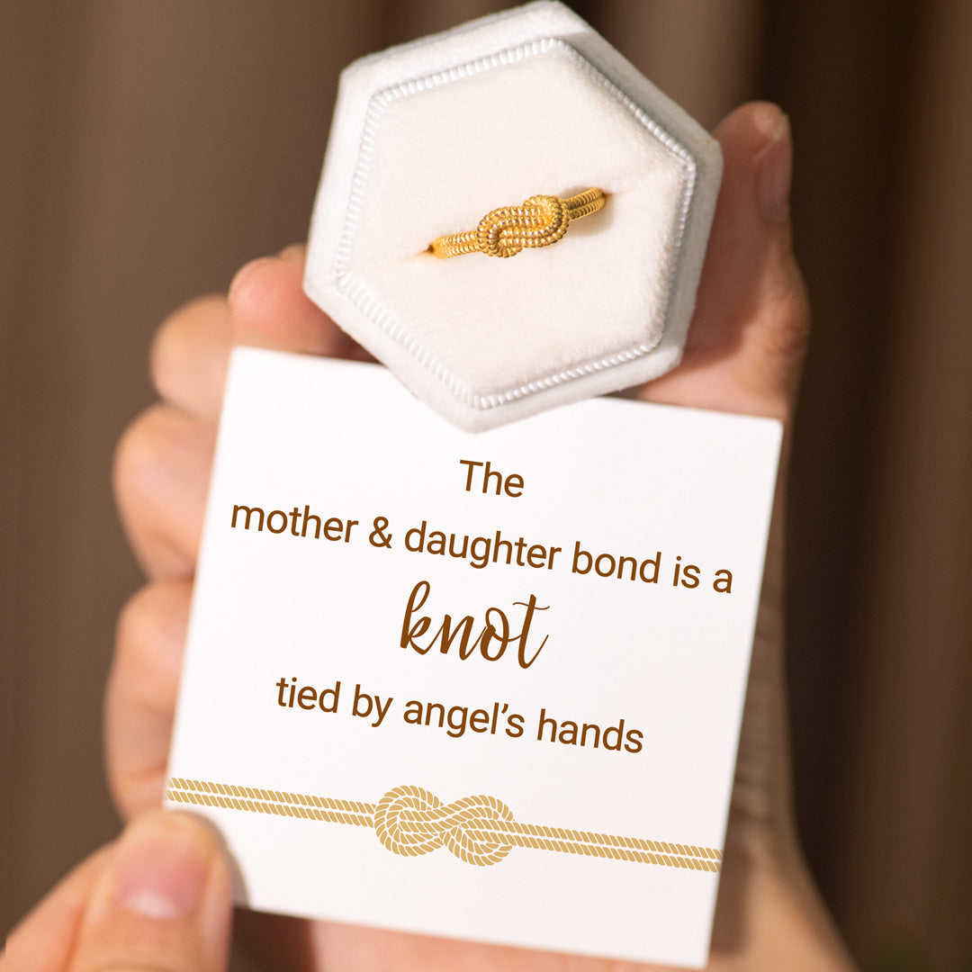 Tied By Angel's Hands Golden Square Knot Ring