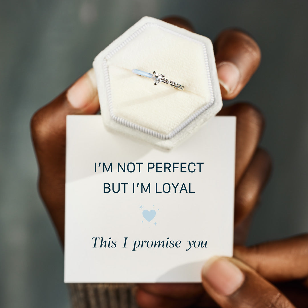 Not Perfect But Loyal Heart-Cut Half Enamel Ring